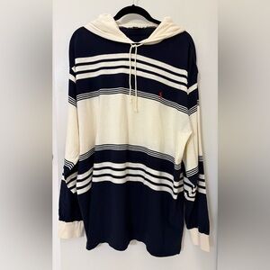 Ralph Lauren Polo Navy and Cream Striped Hoodie New Without Original Tags Sz:XL